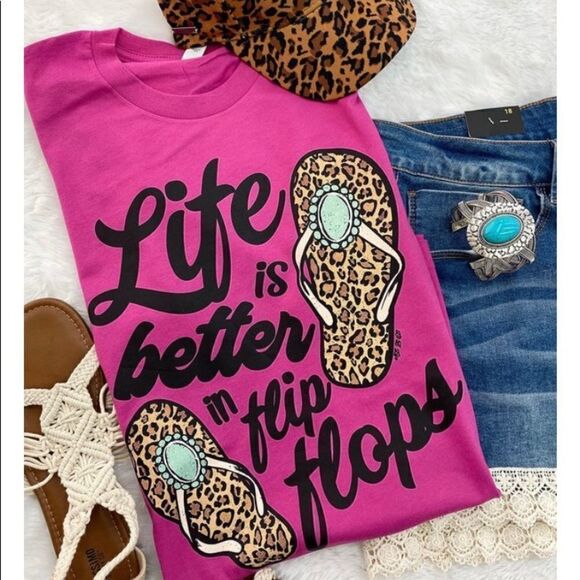 Life is better and flip-flops T-shirt - Picture 1 of 1